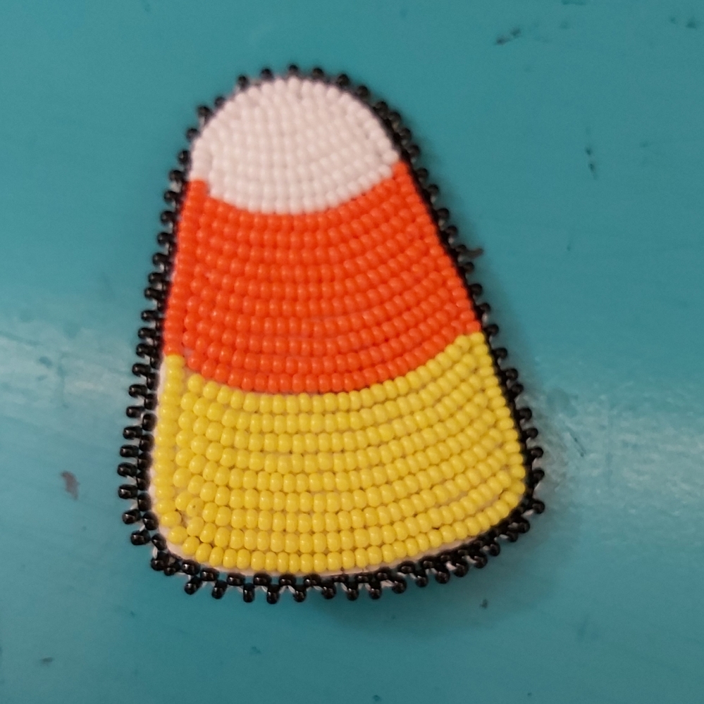 Beaded candy corn hair clip
